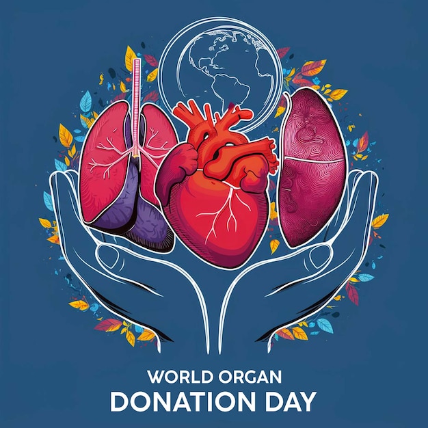 PSD world organ donation day hands holding human heart donor human organs anatomic healthy heart