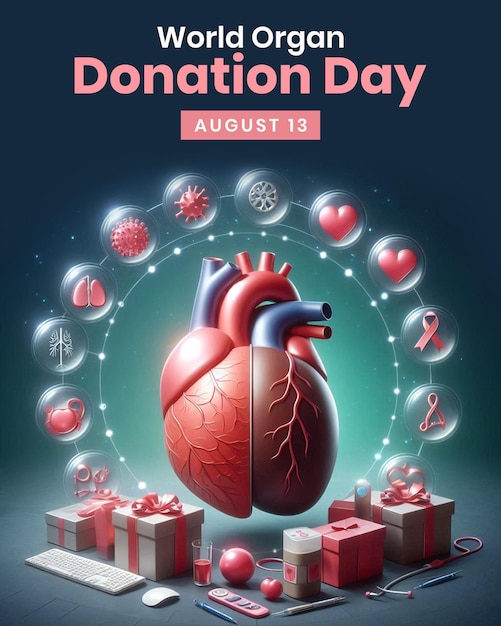 PSD world organ donation day template design and social media background