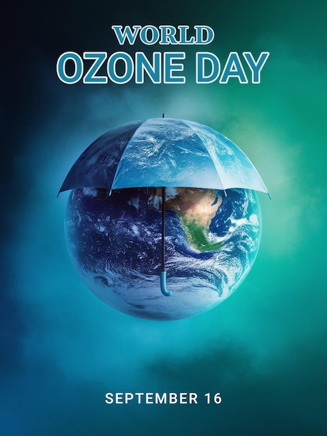 World Ozone Day PSD poster with a stylized planet globe