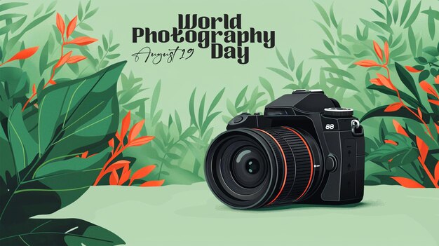 PSD world photography day camera background social media poster template