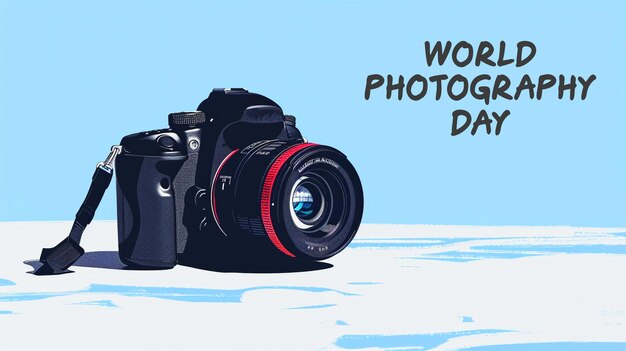 PSD world photography day camera background social media poster template