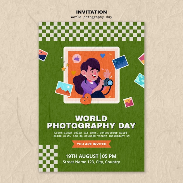 World photography day invitation template