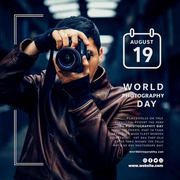 PSD world photography day poster template for social media