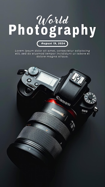 world photography day poster with camera background