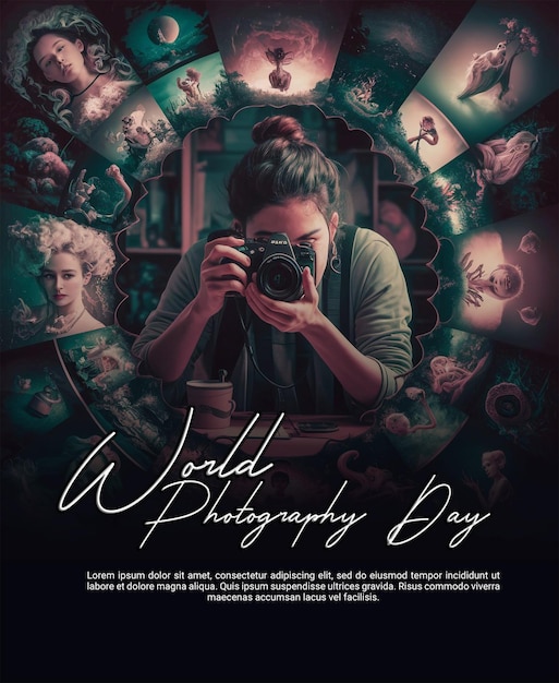 PSD world photography day poster