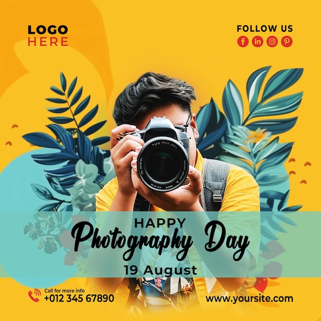 PSD world photography day social media post design template