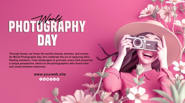 world photography day social media post template psd background design