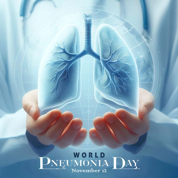 World Pneumonia Day Observed on November 12 Blue Background Template Design