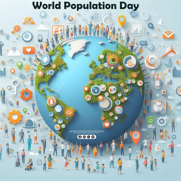 World Population Day Concept 11July Overcrowded overloaded explosion of world population