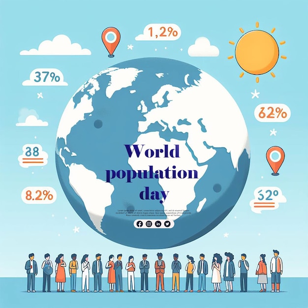 PSD world population day concept 11july overcrowded overloaded explosion of world population