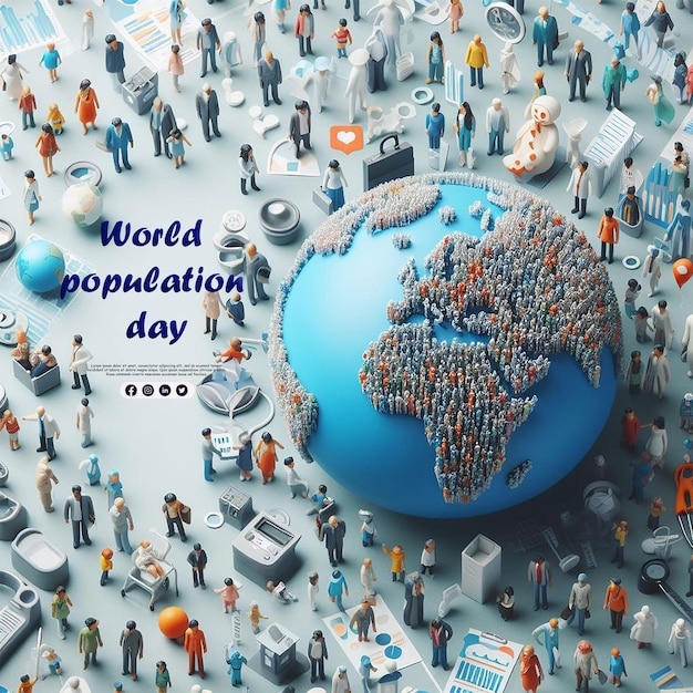 World Population Day Concept 11July Overcrowded overloaded explosion of world population