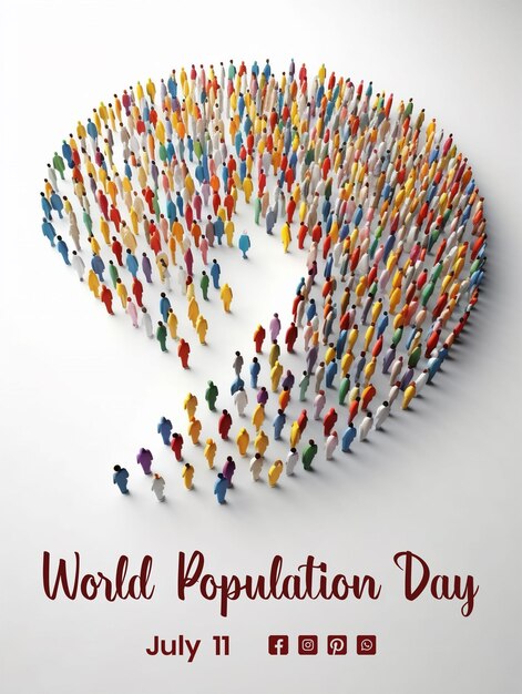 PSD world population day concept different shapes of colorful people icons on white background