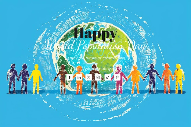 PSD world population day illustration azure background