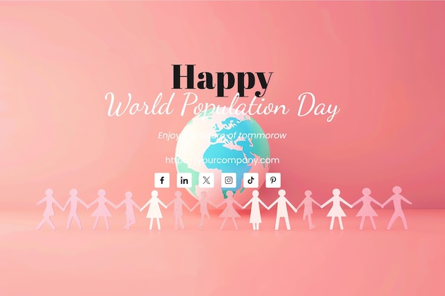 PSD world population day illustration baby pink background