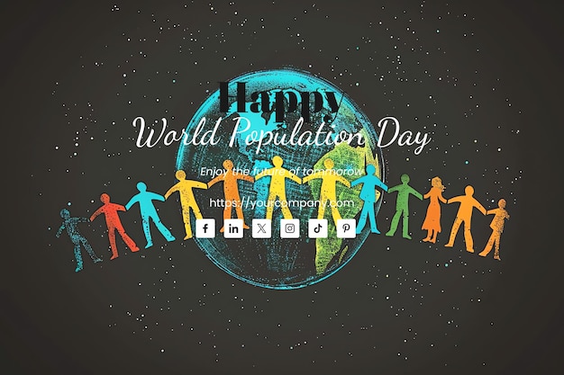 PSD world population day illustration black background