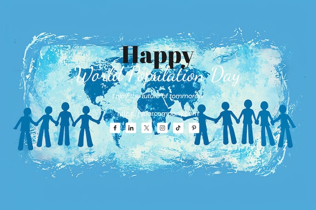 PSD world population day illustration blue background