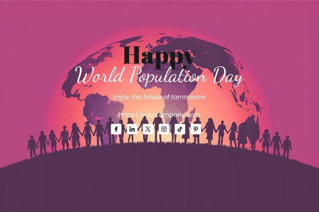 PSD world population day illustration mauve background