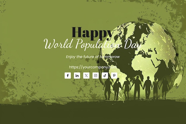 PSD world population day illustration olive background