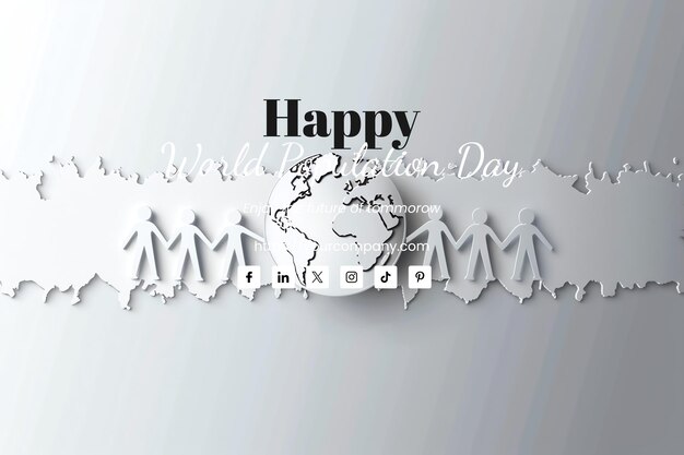 PSD world population day illustration silver background