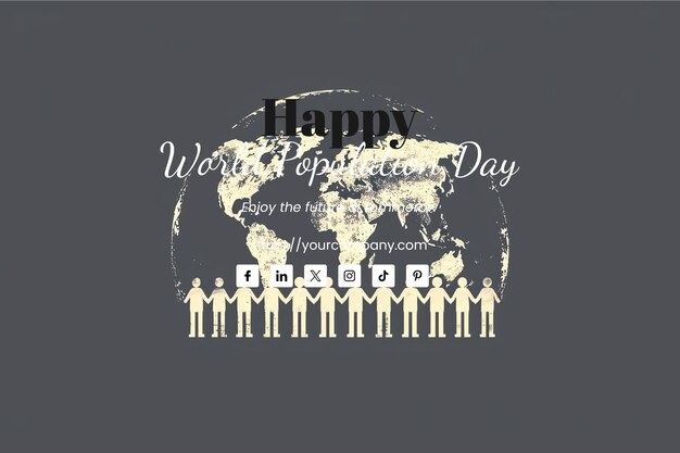 PSD world population day illustration slate gray background