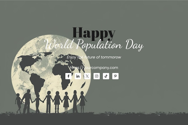 PSD world population day illustration slate gray background