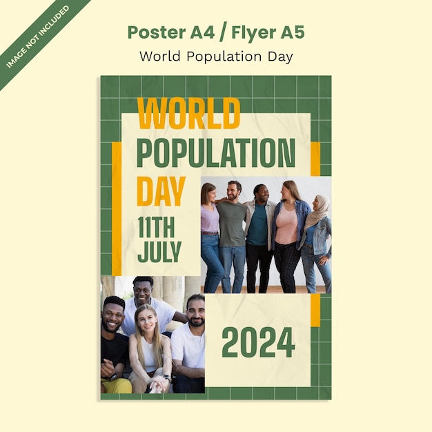 PSD world population day square flyer template