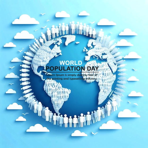 PSD world population day vector illustration on 11 july to raise awareness of global populations problem