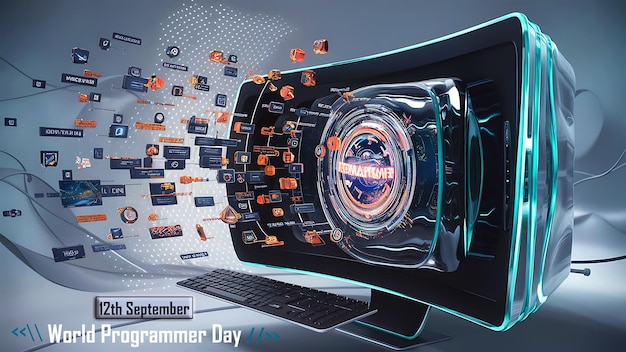 World Programmer Day banner for September 12th blue Background