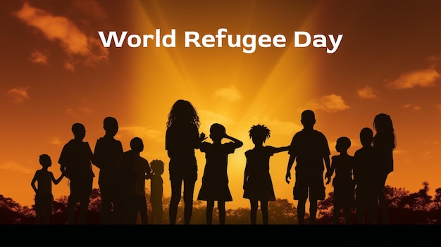 World refugee day international immigration world day of war orphans concept background