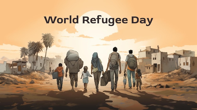 World refugee day international immigration world day of war orphans concept background