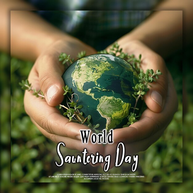 World sauntering day background or banner design template