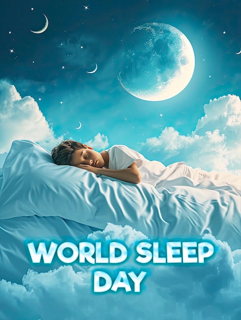 world sleep day poster template and media social post