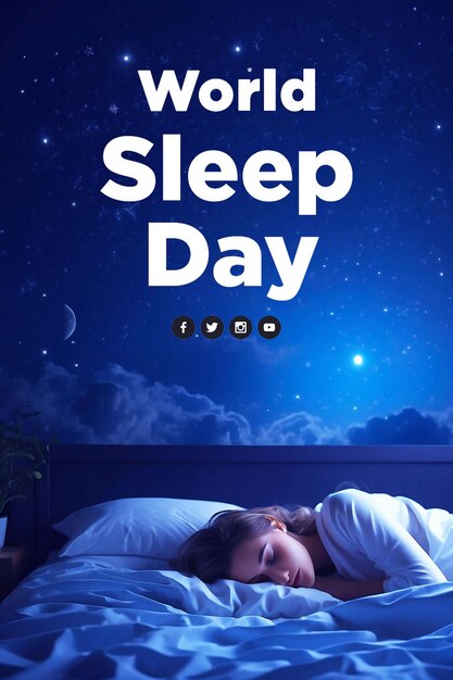 PSD world sleep day poster template and sleep day media social template