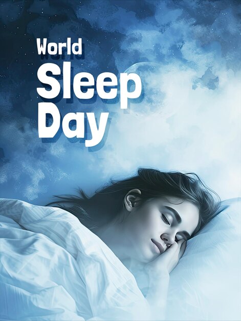 world sleep day poster template and sleep day media social template