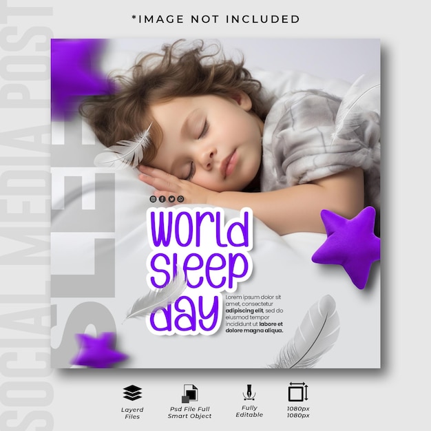 World sleep day Social Media Instagram Post Design Template