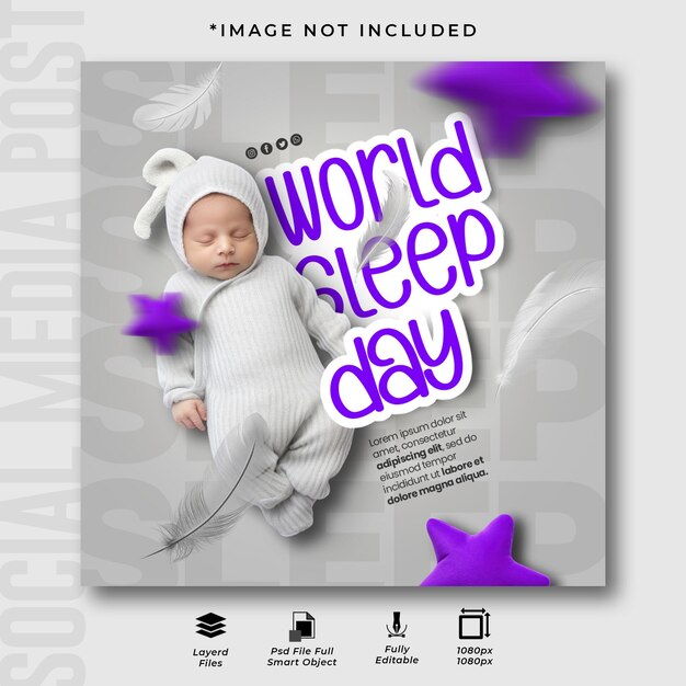 World sleep day Social Media Instagram Post Design Template