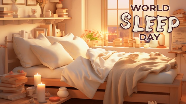 World Sleep Day special greeting card with a realistic psd background