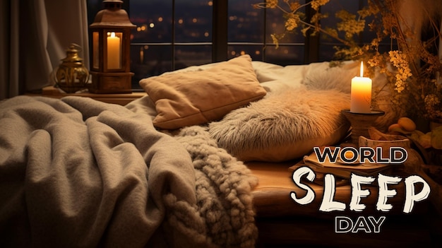 World Sleep Day special greeting card with a realistic psd background