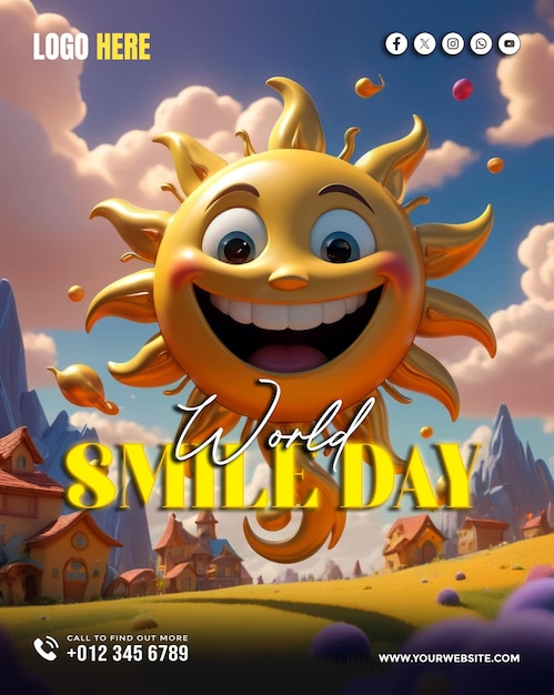 PSD world smile day copyspace social media banner and poster background