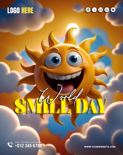 World smile day Copyspace social media banner and poster background