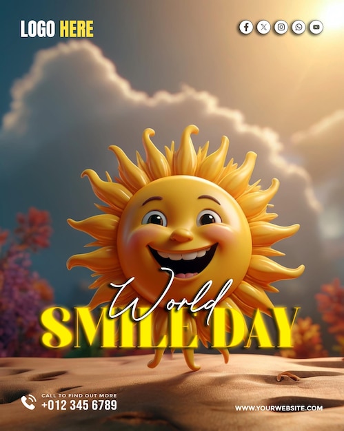 World smile day Copyspace social media banner and poster background