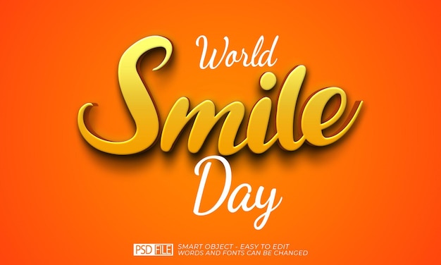 World smile day text editable 3d style text effect