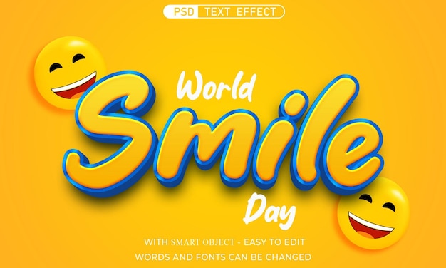 PSD world smile day text effect 3d style