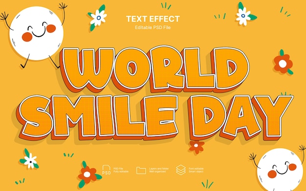 PSD world smile day  text effect