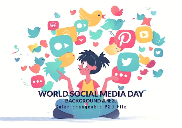 World Social Media Day June 30 Holiday concept Template for background