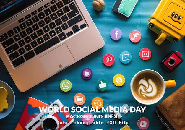 World Social Media Day June 30 Holiday concept Template for background