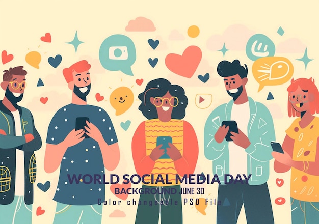 World Social Media Day June 30 Holiday concept Template for background