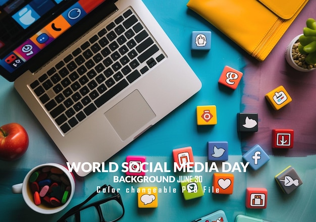 World Social Media Day June 30 Holiday concept Template for background