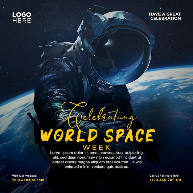 PSD world space week social media instagram post template