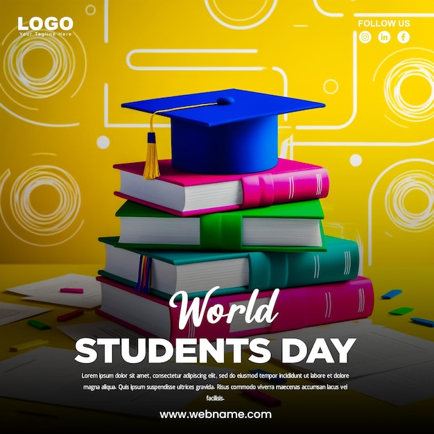 PSD world students day banner design template